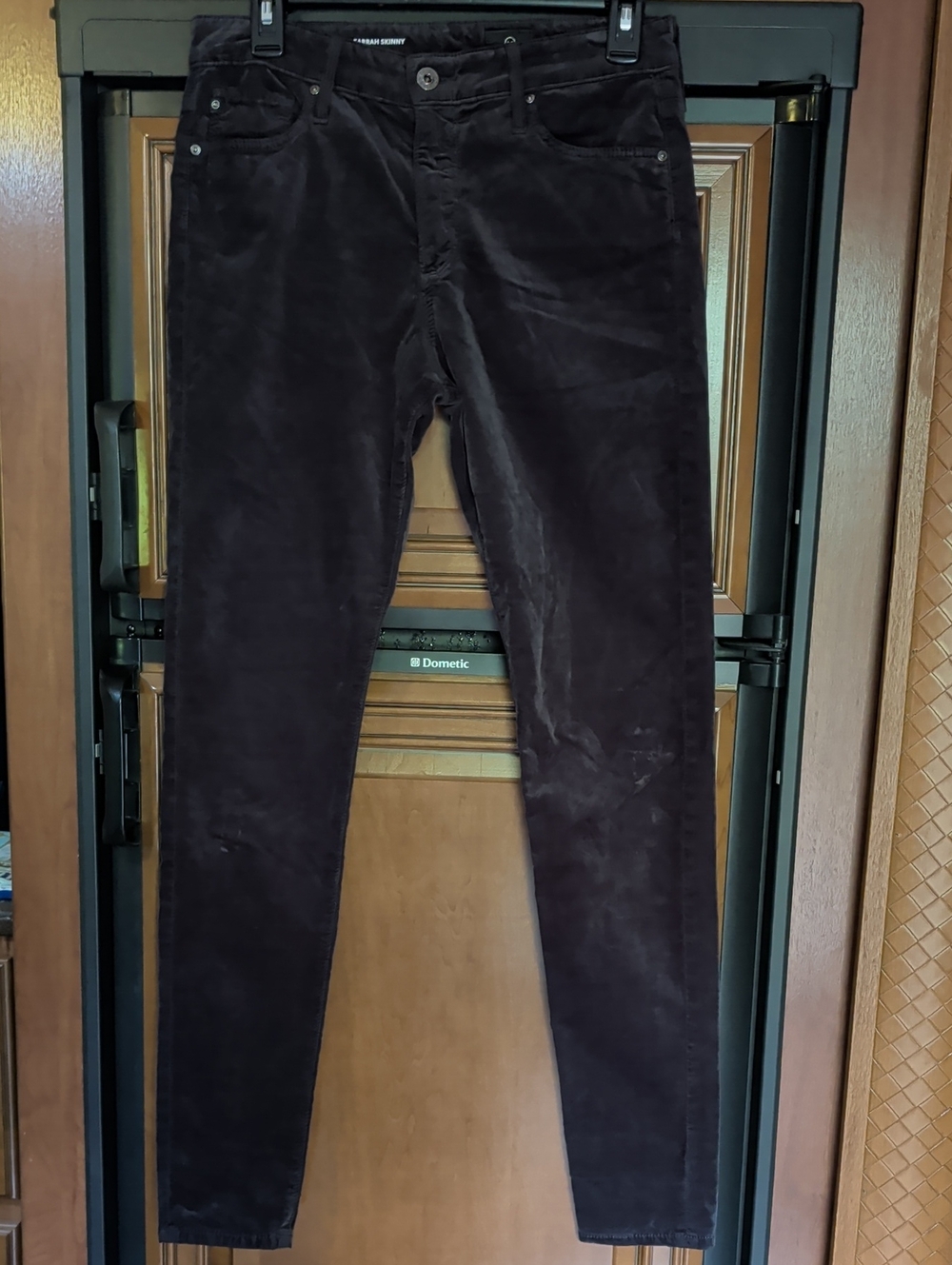 Ag Adriano Goldschmied Women's Skinny Pants in Dark Gray/Black Velvet